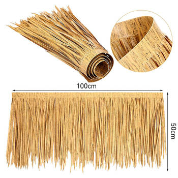 Minkštos PVC šiaudų stogo plokštė lauko Havaju vakarėlių dekoracijai, pritaikoma, karštu liejimu vienoje dalyje formuojama, pakuojama į skaidrią PP pakuotę