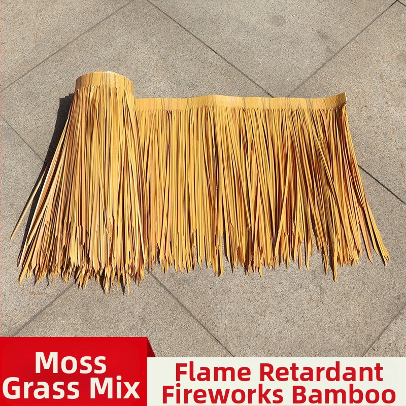 Minkštos PVC šiaudų stogo plokštė lauko Havaju vakarėlių dekoracijai, pritaikoma, karštu liejimu vienoje dalyje formuojama, pakuojama į skaidrią PP pakuotę