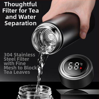 Θερμός με έξυπνο μέτρημα θερμοκρασίας, εσωτερικό από ανοξείδωτο 304, εξωτερικό από ανοξείδωτο 201, μόνωση 6–12 ωρών, προσαρμογή λογοτύπου