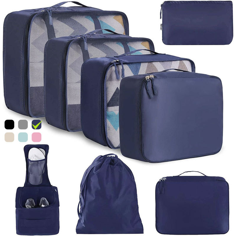 Осемчастен комплект пътни чанти за съхранение и подреждане на бельо – органайзери за багаж, за пътуване