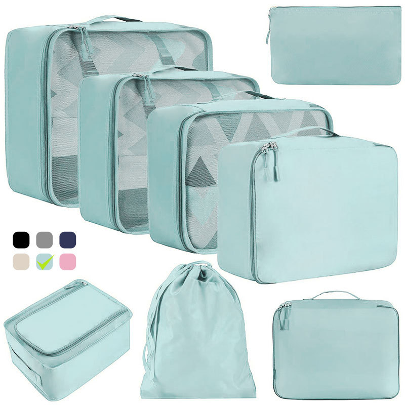 Осемчастен комплект пътни чанти за съхранение и подреждане на бельо – органайзери за багаж, за пътуване