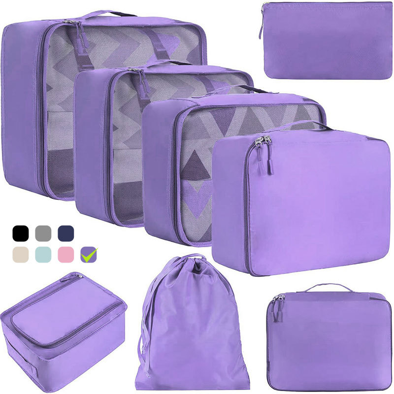 Осемчастен комплект пътни чанти за съхранение и подреждане на бельо – органайзери за багаж, за пътуване