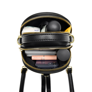 Torba za rame od PU (mali kružni dizajn; zatvaranje na zip; poliester podstava; unutarnji džep sa zipom)