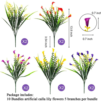 Dirbtinė Calla lelijos puokštė iš plastiko, injekcine liejimo technologija, vestuvėms ir lauko naudojimui