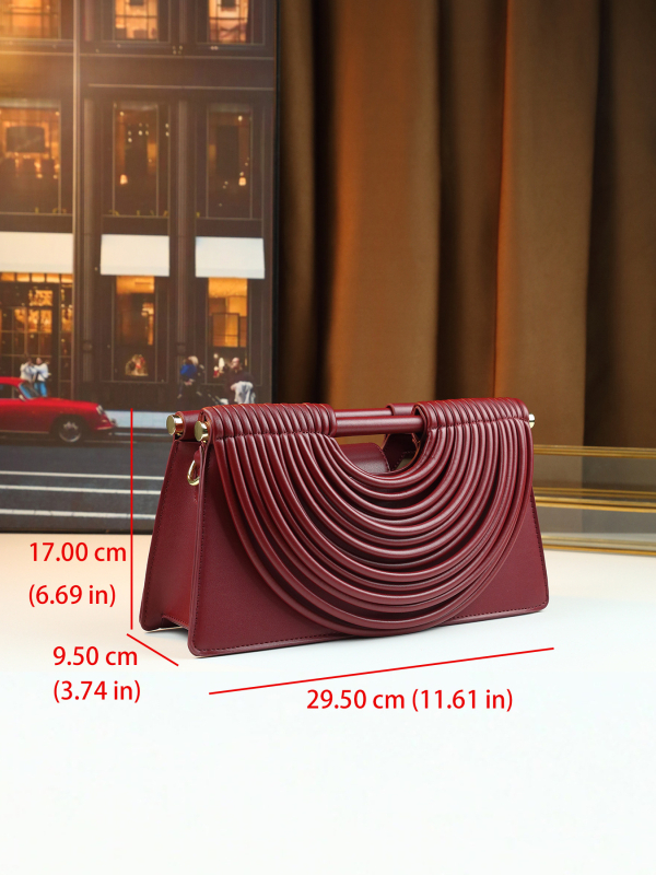 Ručne tkaná clutch taška z PU kože, vodorovný štvorcový tvar, magnetické zapínanie, podšívka z polyesteru, vrecko na telefón