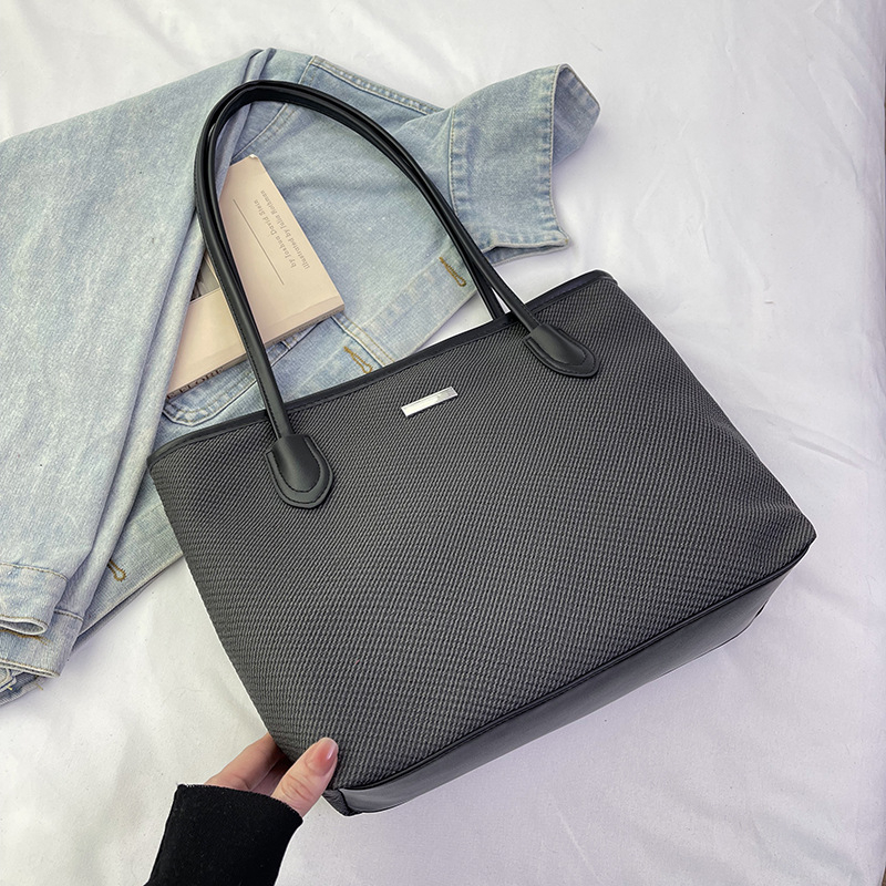 Geantă de zi cu zi pentru femei, stil urban minimalist, material Oxford, formă orizontală pătrată, închidere cu fermoar, buzunar interior cu fermoar