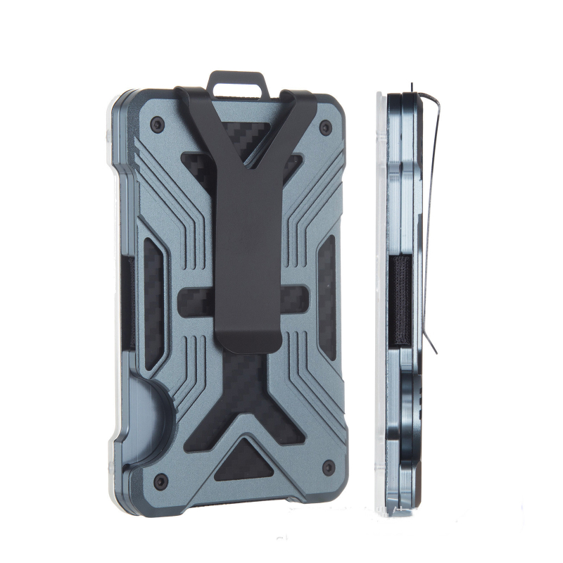 Aliuminio lydinio kortelių laikiklis su RFID blokavimu ir ID langu – universalus, verslo stilius, 15 kortelių talpa