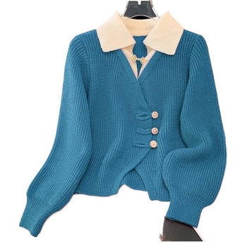 Καθημερινό σετ κοστουμιού από Chenille, με μακριά μανίκια σε στυλ πριγκίπισσας