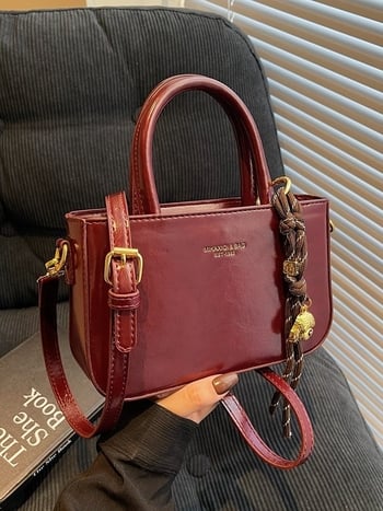 Dámska PU crossbody taška, street-style, horizontálny štvorcový tvar, zapínanie na zips, vnútorné skryté vrecko a vrecko na identifikačnú kartu