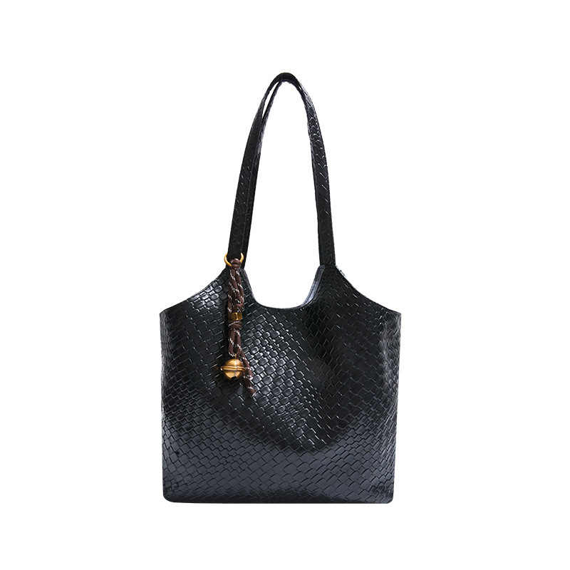 Dámska taška na rameno s veľkou kapacitou, mestský minimalistický štýl, PU materiál, tvar vedra, zapínanie na zips, vnútorná zipsová kapsa
