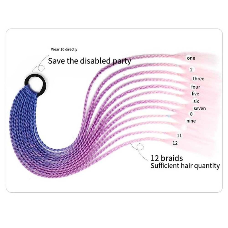 Fonott copfos paróka, 12 copfokból álló, hőálló szálakból, mechanikus kivitelezés, festés és perm nem ajánlott