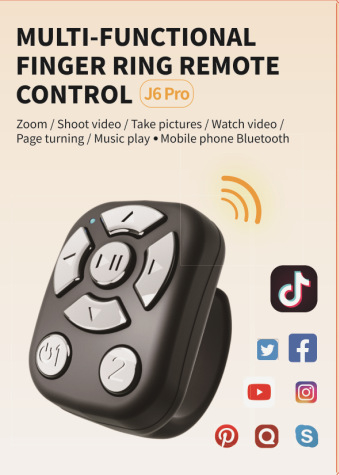 Безжичен Bluetooth дистанционен пръстен за смартфон с контрол на снимки и превъртане на страници; обхват 10 м; носен на пръст; 40 mAh батерия; съвместим с Android, iPhone и HarmonyOS