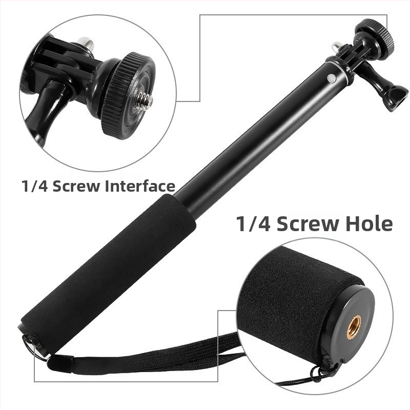 Селфи стик, 4 секции, алуминиева сплав, ексцентричен тръбен удължител за камери с 1/4-инчова резба, максимално натоварване 2 кг