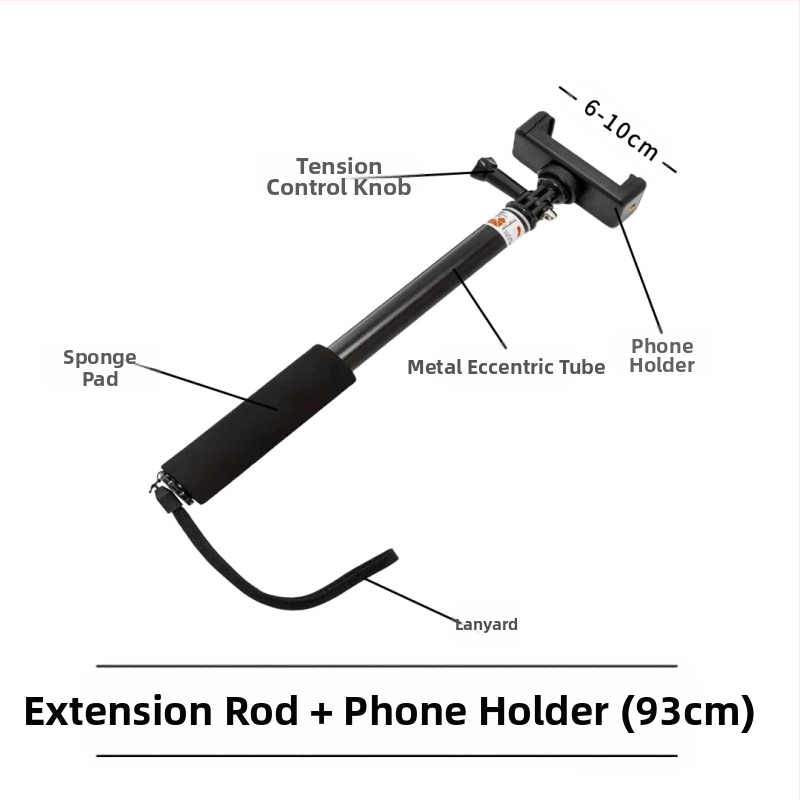 Selfie stick, τετρατμηματικό από κράμα αλουμινίου, εκτεταμένος σωληνοειδής βραχίονας για κάμερες με θύρα 1/4 ιντσών, μέγιστο φορτίο 2 kg