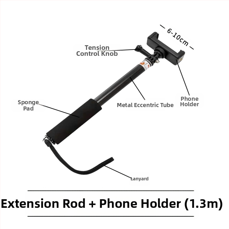 Selfie stick, τετρατμηματικό από κράμα αλουμινίου, εκτεταμένος σωληνοειδής βραχίονας για κάμερες με θύρα 1/4 ιντσών, μέγιστο φορτίο 2 kg