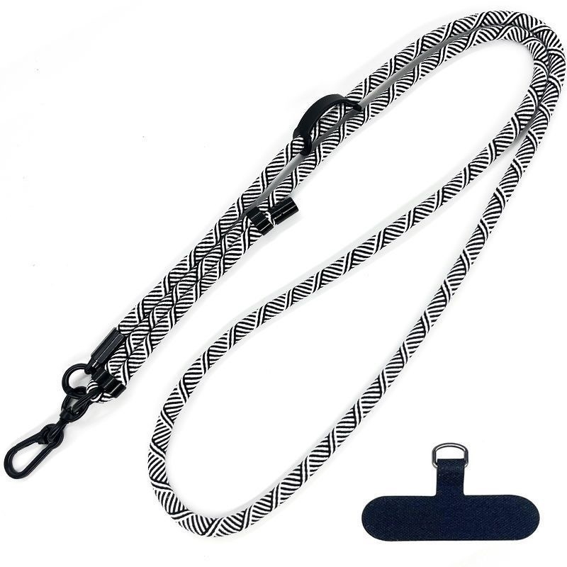 Nastaviteľný pletený polyesterový pútko na telefón s kovovou sponou, unisex crossbody dizajn, tlačené logo