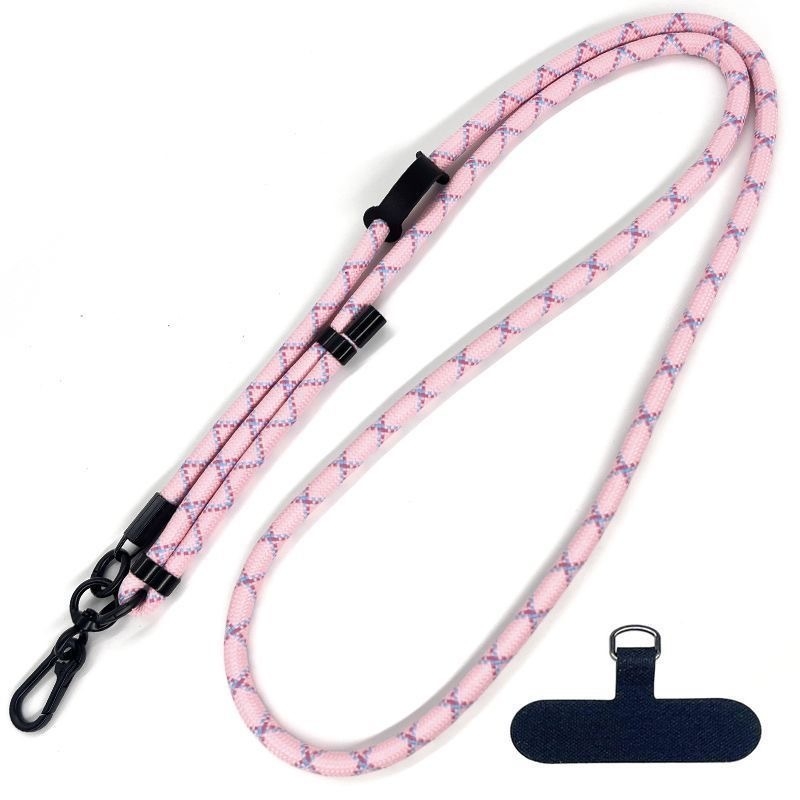Nastaviteľný pletený polyesterový pútko na telefón s kovovou sponou, unisex crossbody dizajn, tlačené logo