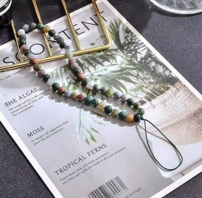 Pandantiv pentru telefon mobil din piatră naturală, lucrat manual, mărgele, pentru femei