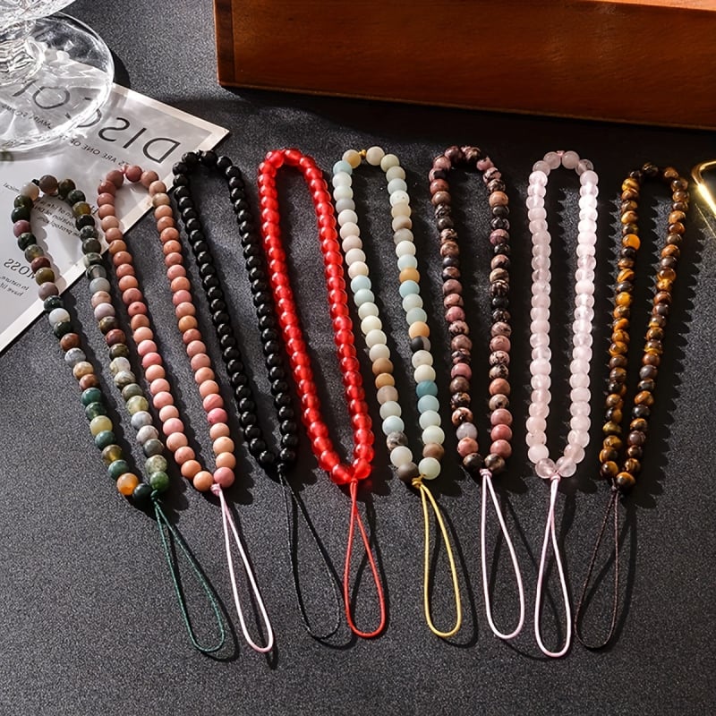 Pandantiv pentru telefon mobil din piatră naturală, lucrat manual, mărgele, pentru femei