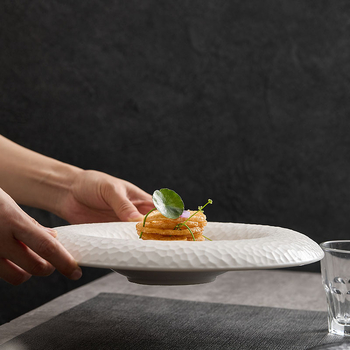 Keraminė apvali lėkštė su dryžuotu raštu, japonų stiliaus sashimi lėkštė, mikrobangų krosnelėje tinkama