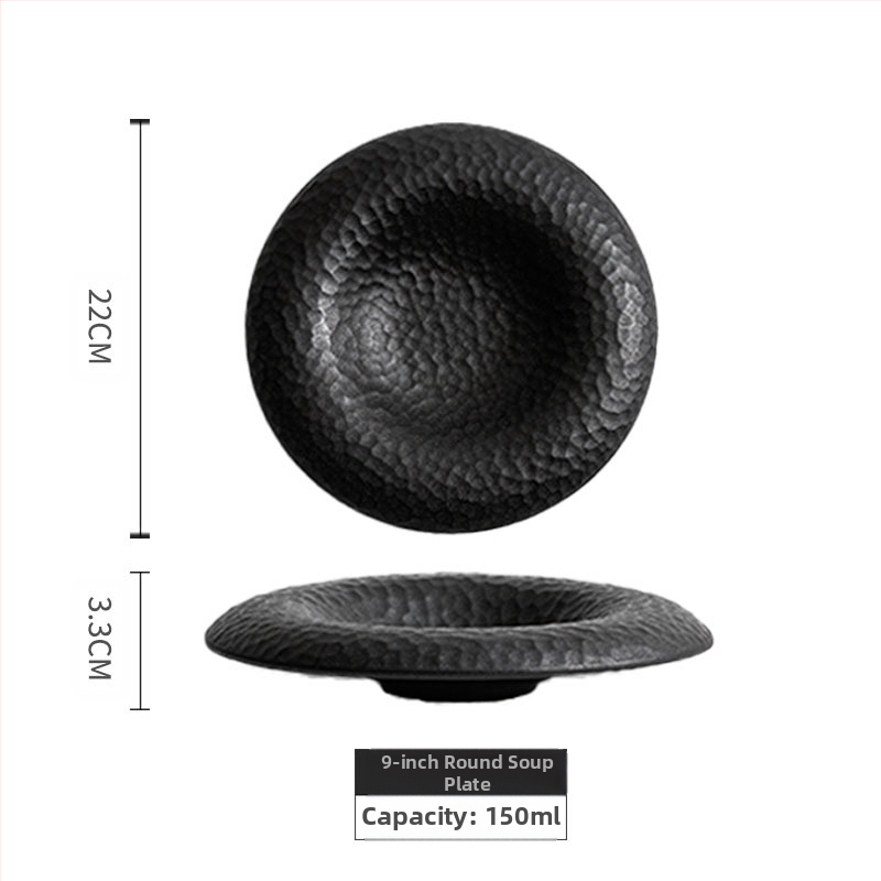 Keraminė apvali lėkštė su dryžuotu raštu, japonų stiliaus sashimi lėkštė, mikrobangų krosnelėje tinkama