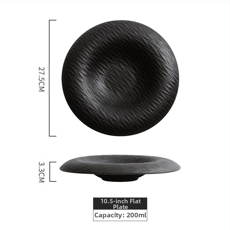 Keraminė apvali lėkštė su dryžuotu raštu, japonų stiliaus sashimi lėkštė, mikrobangų krosnelėje tinkama