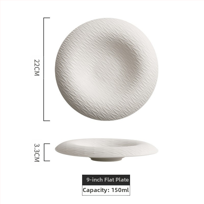 Keraminė apvali lėkštė su dryžuotu raštu, japonų stiliaus sashimi lėkštė, mikrobangų krosnelėje tinkama