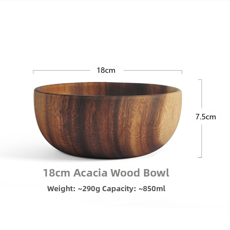 Apvalus akacijos medienos dubuo – retro prabangos stiliaus virtuvės indai su logotipo atspaudu, mikrobangų krosnelė netinka