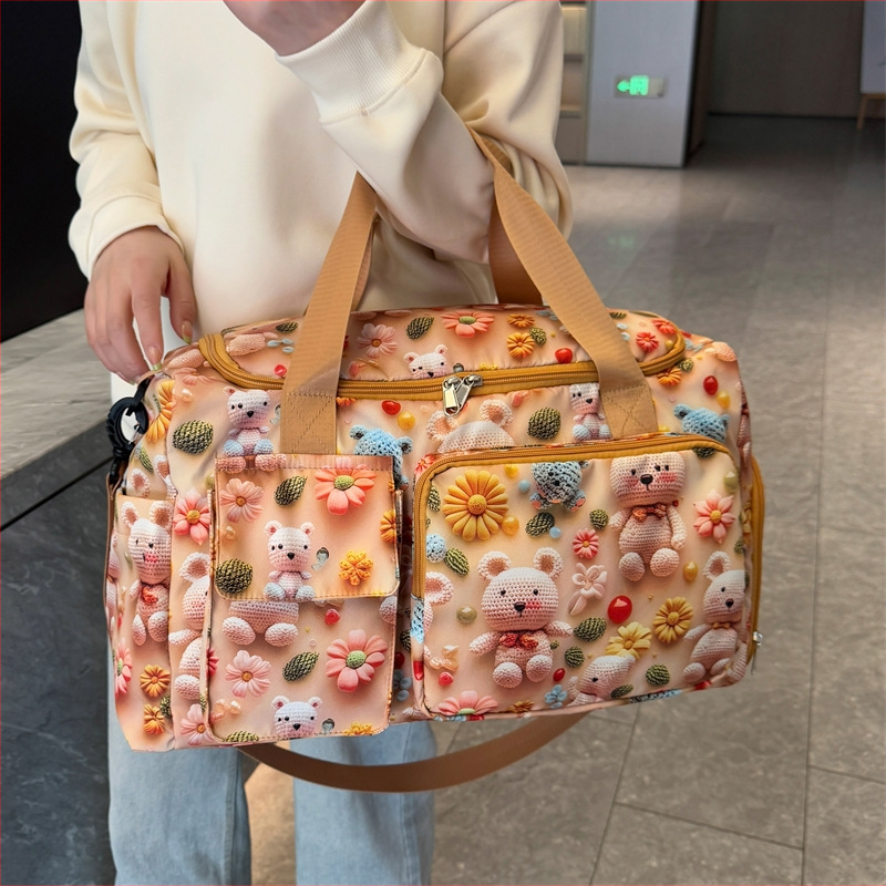 Dámska cestovná taška na krátke výlety s rozdelením suché/mokré, 20-35L, Oxford materiál, anime karikatúra vzor, detský štýl