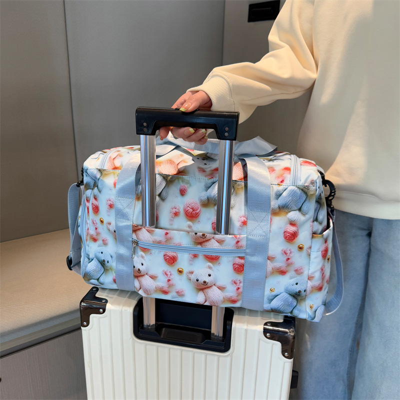 Dámska cestovná taška na krátke výlety s rozdelením suché/mokré, 20-35L, Oxford materiál, anime karikatúra vzor, detský štýl