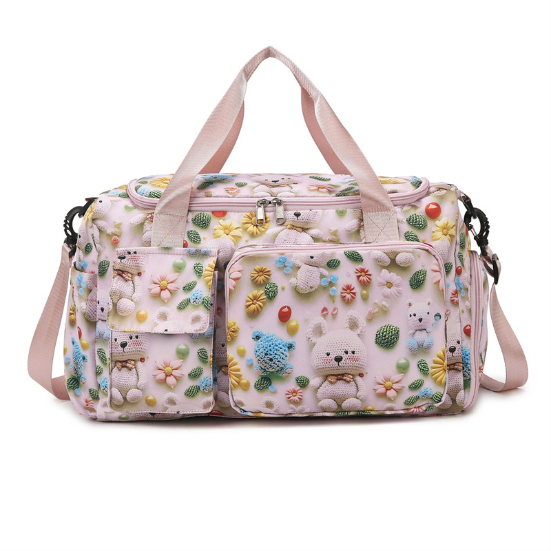 Dámska cestovná taška na krátke výlety s rozdelením suché/mokré, 20-35L, Oxford materiál, anime karikatúra vzor, detský štýl