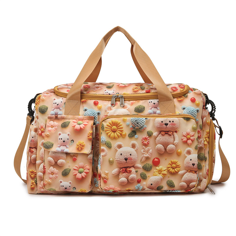 Dámska cestovná taška na krátke výlety s rozdelením suché/mokré, 20-35L, Oxford materiál, anime karikatúra vzor, detský štýl