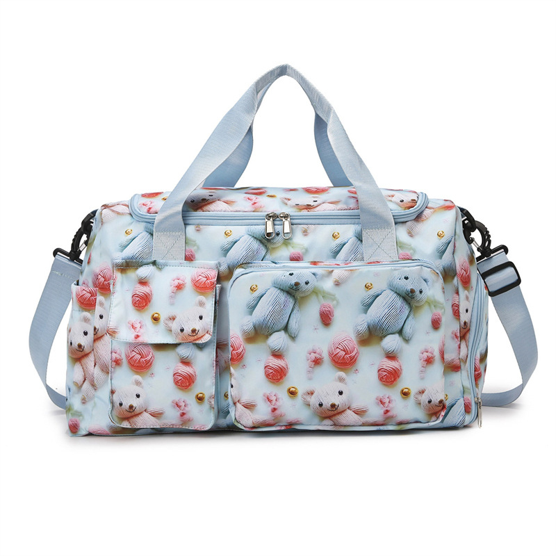 Dámska cestovná taška na krátke výlety s rozdelením suché/mokré, 20-35L, Oxford materiál, anime karikatúra vzor, detský štýl