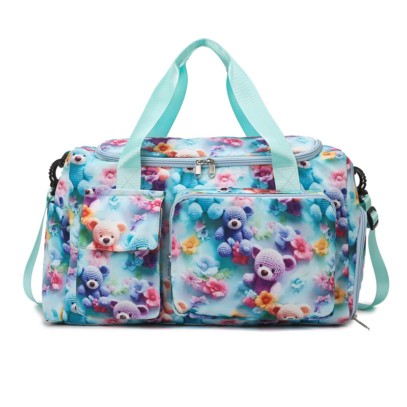 Dámska cestovná taška na krátke výlety s rozdelením suché/mokré, 20-35L, Oxford materiál, anime karikatúra vzor, detský štýl
