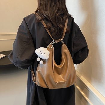 Didelės talpos Tote rankinė, PU medžiaga, miesto paprastumo stilius, užtrauktukas, horizontinis kvadrato formos — ruduo 2024