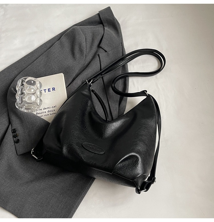 Didelės talpos Tote rankinė, PU medžiaga, miesto paprastumo stilius, užtrauktukas, horizontinis kvadrato formos — ruduo 2024