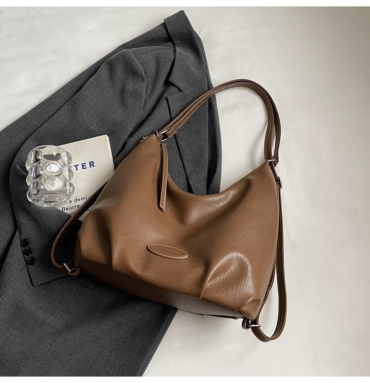 Didelės talpos Tote rankinė, PU medžiaga, miesto paprastumo stilius, užtrauktukas, horizontinis kvadrato formos — ruduo 2024