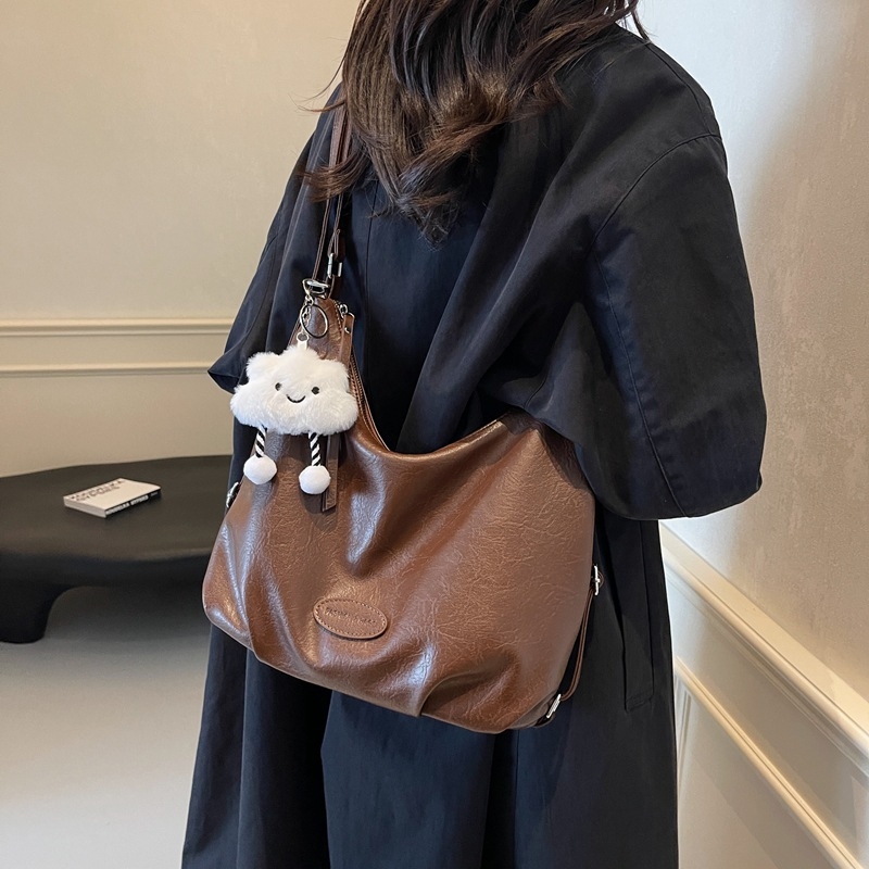 Didelės talpos Tote rankinė, PU medžiaga, miesto paprastumo stilius, užtrauktukas, horizontinis kvadrato formos — ruduo 2024