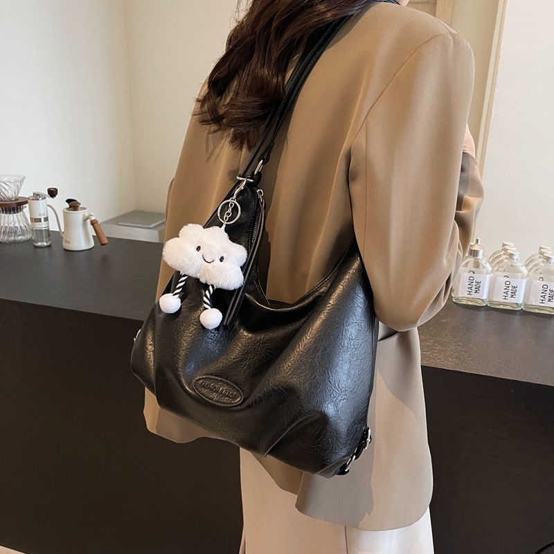 Didelės talpos Tote rankinė, PU medžiaga, miesto paprastumo stilius, užtrauktukas, horizontinis kvadrato formos — ruduo 2024