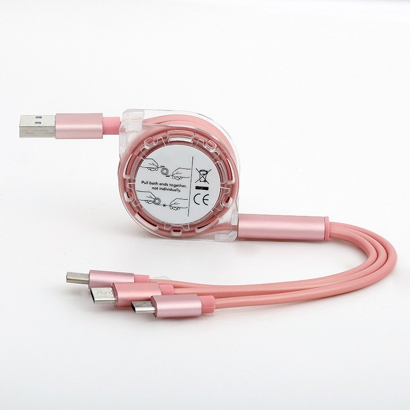 Καλώδιο αυτοκινήτου φόρτισης Τρία σε ένα με διεπαφές USB-C, Lightning, Micro USB και Mini USB, 12W απόδοση, διαφανές περίβλημα από TPE