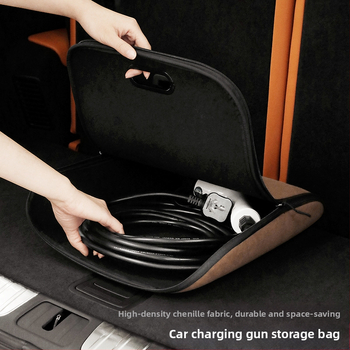 Κουτί αποθήκευσης καλωδίου φόρτισης ηλεκτρικού αυτοκινήτου για πορτμπαγκάζ – PVC δέρμα/βελούδο, κλείσιμο Velcro, δυνατότητα εκτύπωσης λογοτύπου