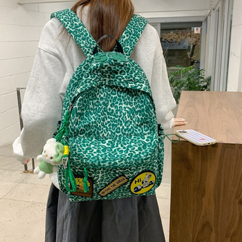 Νάιλον σακίδιο πλάτης με λεοπάρ σχέδιο, μεγάλη χωρητικότητα 36–55L, συμβατό με φορητό υπολογιστή 14 ιντσών, δυνατότητα επέκτασης, unisex για καθημερινή/σχολική χρήση