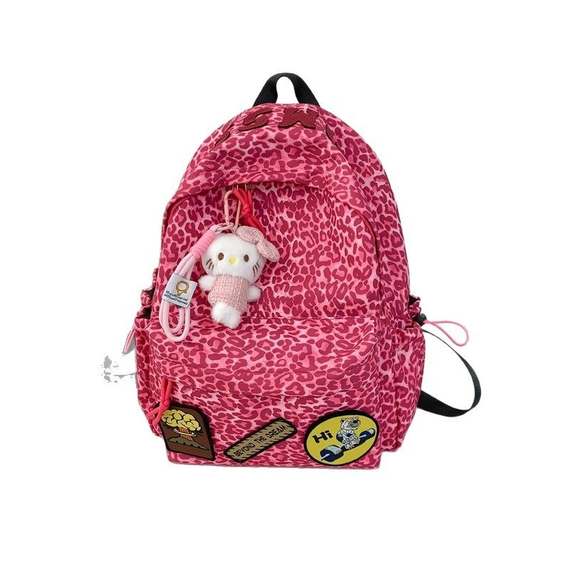 Nylonový batoh s leopardím vzorom, veľká kapacita 36–55 L, kompatibilný s 14-palcovým notebookom, rozšíriteľný, pre unisex každodenné a školské použitie
