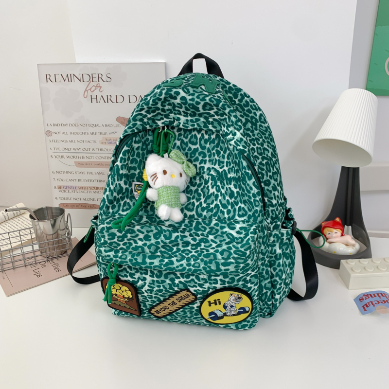Nylonový batoh s leopardím vzorom, veľká kapacita 36–55 L, kompatibilný s 14-palcovým notebookom, rozšíriteľný, pre unisex každodenné a školské použitie