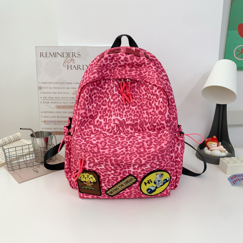 Nylonový batoh s leopardím vzorom, veľká kapacita 36–55 L, kompatibilný s 14-palcovým notebookom, rozšíriteľný, pre unisex každodenné a školské použitie