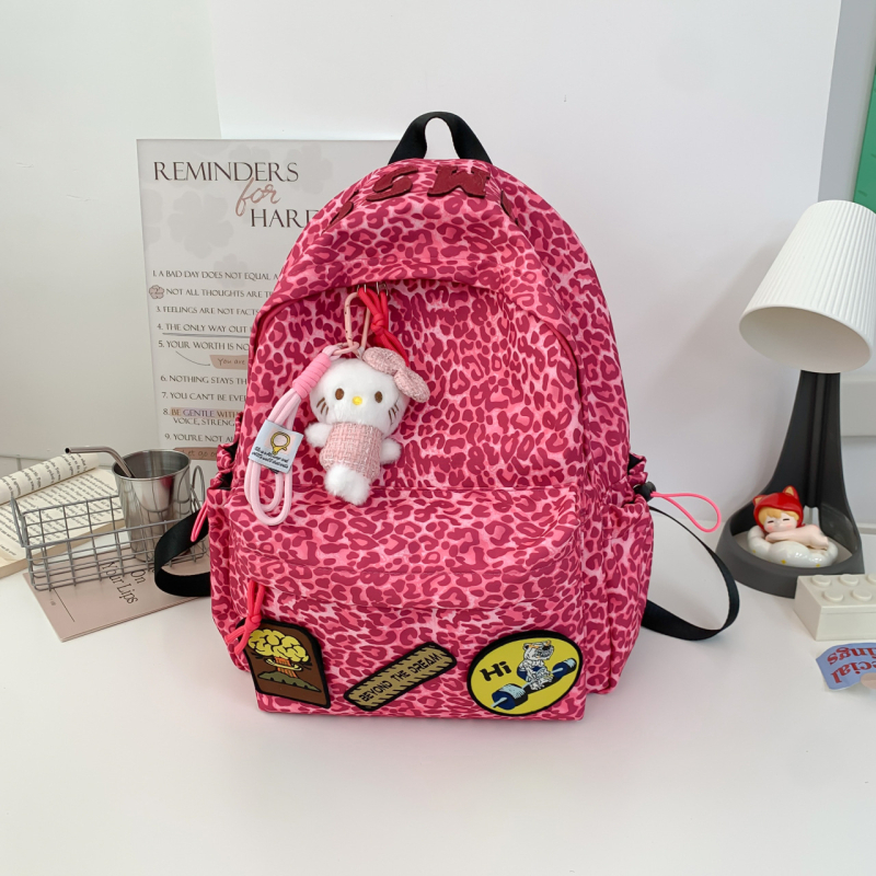 Nylonový batoh s leopardím vzorom, veľká kapacita 36–55 L, kompatibilný s 14-palcovým notebookom, rozšíriteľný, pre unisex každodenné a školské použitie
