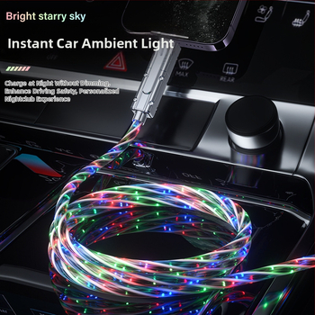 Кабел за данни със звездна нощ дизайн, 100W бързо зареждане, двойна развръзка (две към две), Mini USB, Lightning и USB-C