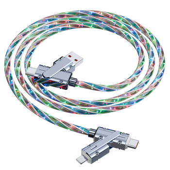 Кабел за данни със звездна нощ дизайн, 100W бързо зареждане, двойна развръзка (две към две), Mini USB, Lightning и USB-C