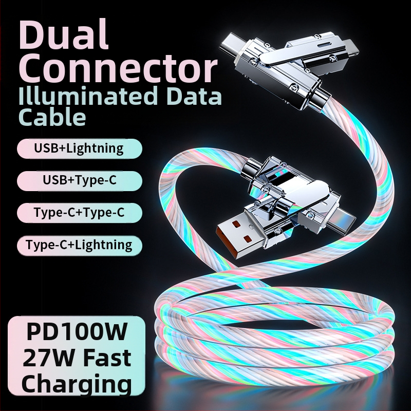 Dátový kábel so vzorom hviezdnej oblohy, 100W rýchle nabíjanie, dvojvetvová konštrukcia (dve na dve), Mini USB, Lightning, Type-C