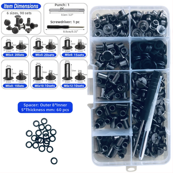 Ruicheng Ριβέτες για Φωτοαλμπουμ - DIY Βιδωτές Ριβέτες, Σετ 110/90, Κατάλληλο για Τσάντες, Ρούχα, Παπούτσια και Αξεσουάρ